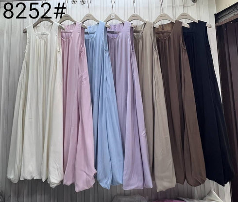 Spring Soft Sleeveless Maxi Ballon Dress With Pocket